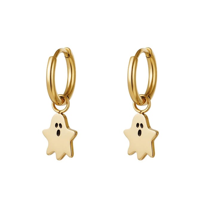 Oorbellen spook - goud - RVS - oorringen met hanger