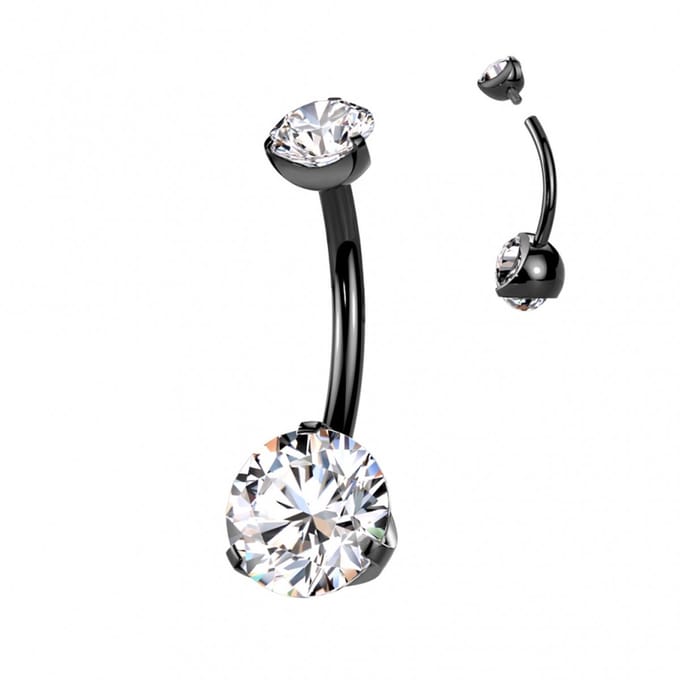 Piercing sierlijk dubbele steen zwart - LMPiercings