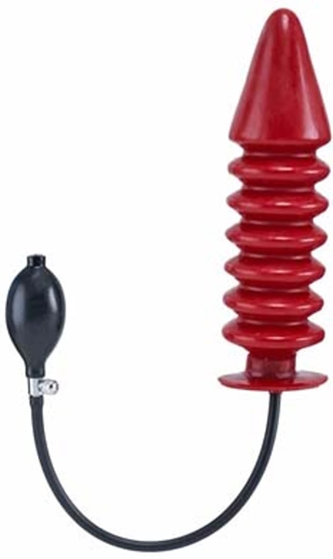 Opblaasbare geribbelde dildo harde kern - rood xl