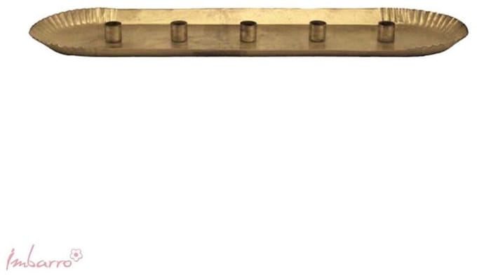 Imbarro - Kaarsenhouder - Metaal - Robuust Goudkleuring - 60x16.5cm - voor 5 kaarsen