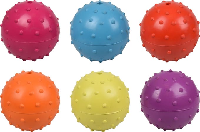 Flamingo Hondenspeelgoed bal rubber met bel - Multi - 7 cm