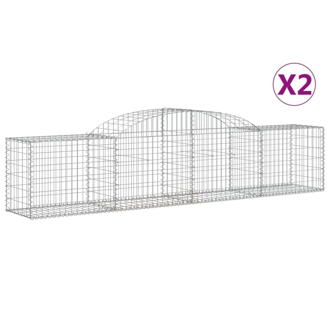 vidaXL - Schanskorven - 2 - st - gewelfd - 300x50x60/80 - cm - gegalvaniseerd - ijzer