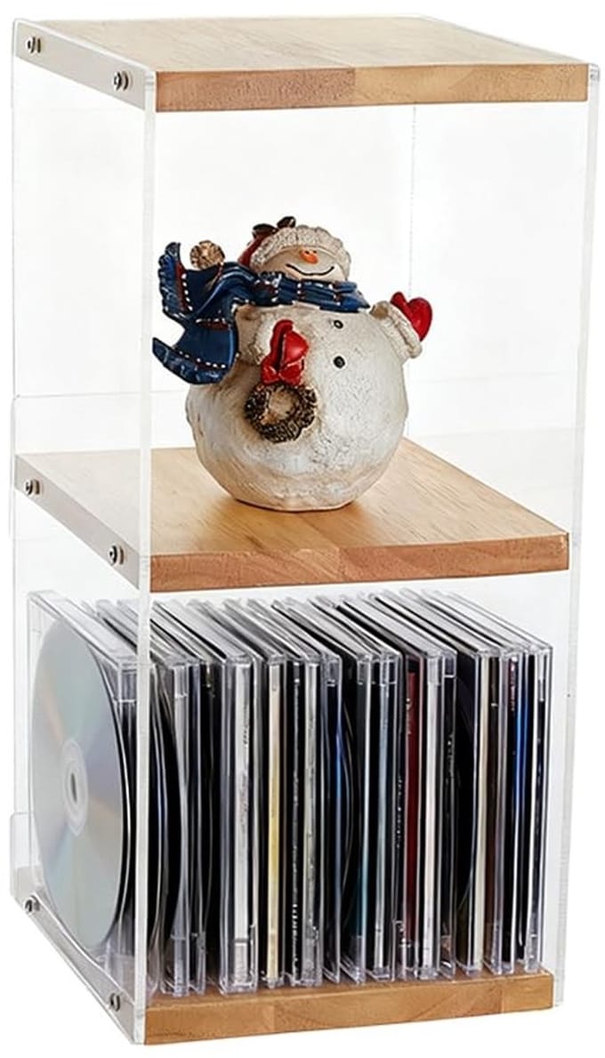 Dailygoods- CD Houder - 2-traps Bureaurek - Organizer - CD/DVD-opslag - Transparante Opbergdoos - Multifunctionele Opslag