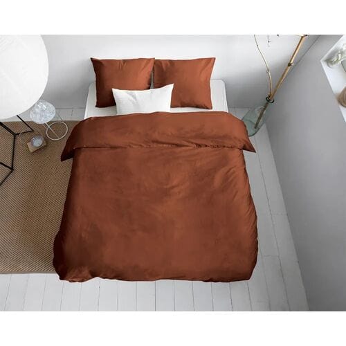 Primaviera Deluxe Uni Satijn Dekbedovertrek - 200x200/220 + 2 kussenslopen 60x70 - Bruin - Tweepersoons