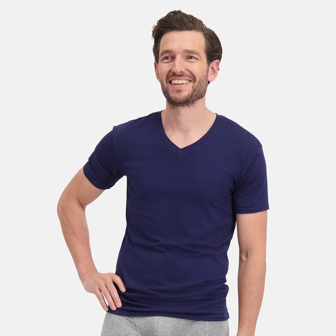 Comfortabel & Zijdezacht Bamboo Basics T-Shirts Velo V-hals (2-pack) - Navy - S