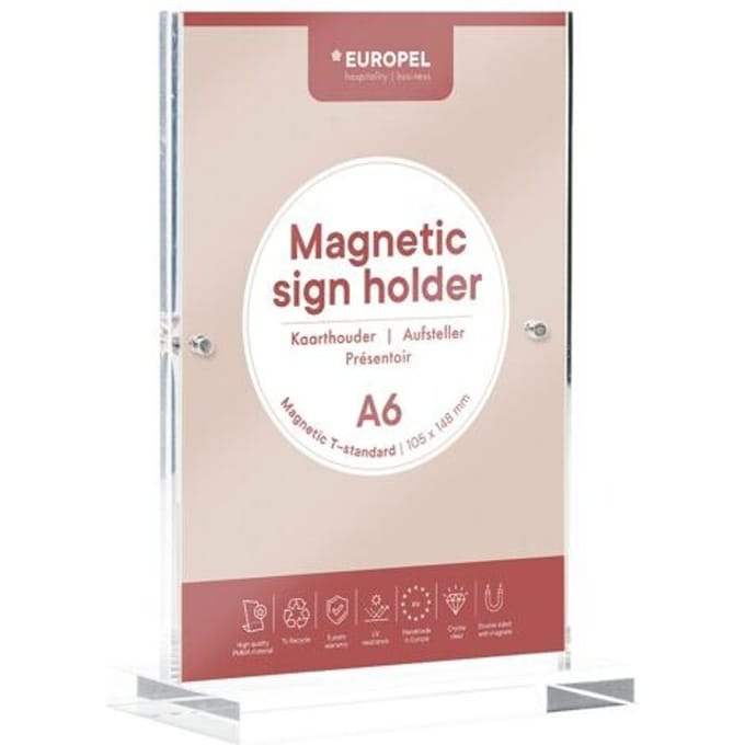 Europel Kaarthouder Luxe - T-standaard - A6 - 10,5 x 14,8 cm - Met magneten