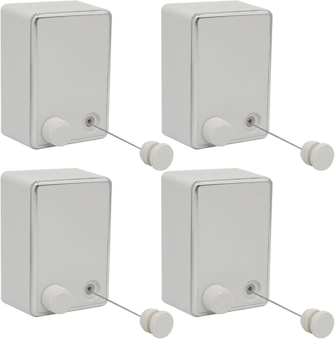 Uittrekbare Waslijn Set - Waslijnen voor Binnen - 4 Stuks - Wit