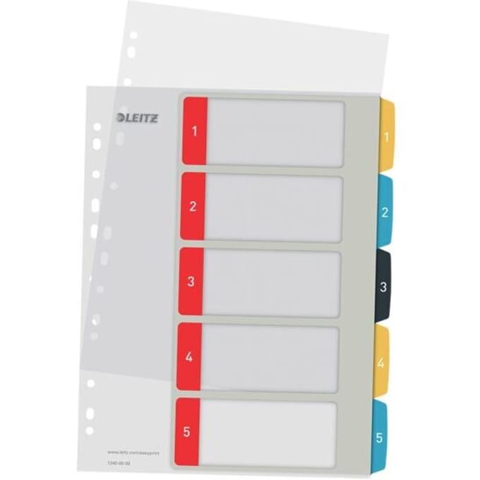 Leitz Cosy Printbare  PP Tabbladen - 1-5 Numerieke Tabbladen - Tabbladen a4 - Tabbladen Voor Ordners