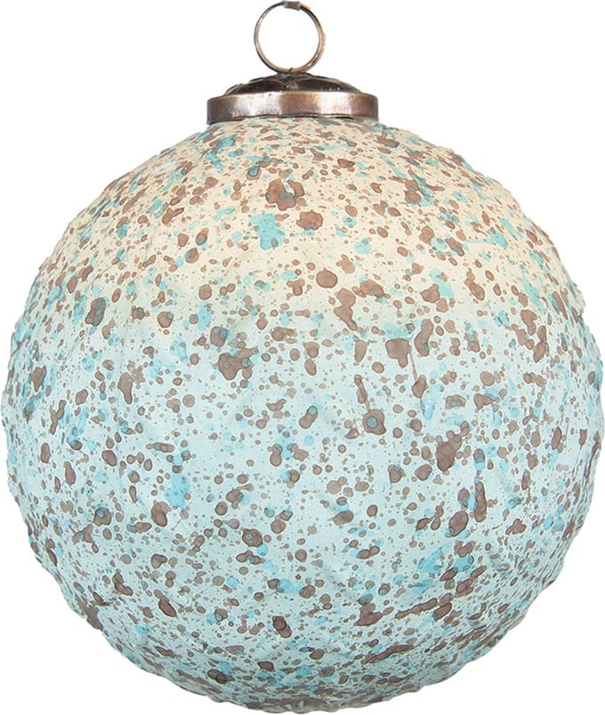 Clayre & Eef Kerstbal Overig Ø 15 cm Turquoise Beige Glas Kerstballen
