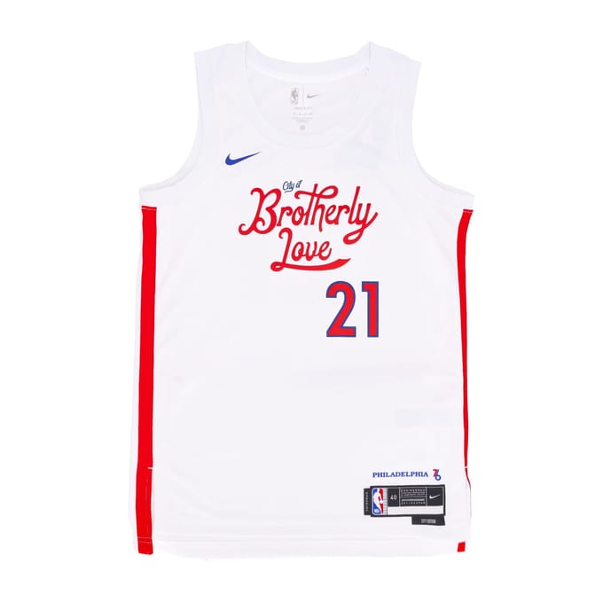 Basketbaltanktop voor heren Nba City Edition 22 Dri-fit Swingman Jersey nr. 21 Joel Embiid Phi76e wit