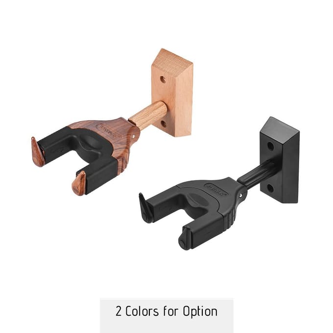Wandmontage Ukelele Ukelele Uke Hanger Hook Holder Keeper Auto Grip System Rubberen kussen Houten basis helder roze