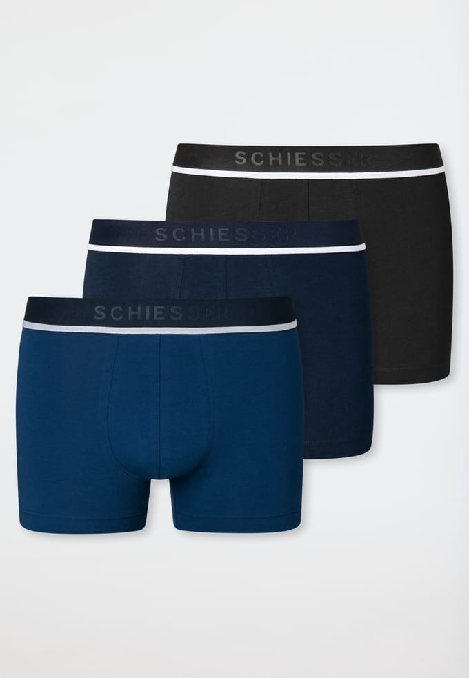Shorts, set van 3, geweven elastische tailleband, blauw/zwart - 95/5 5