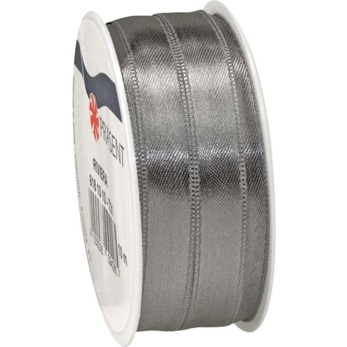 Satijnen lint, 10 mm - Zilver