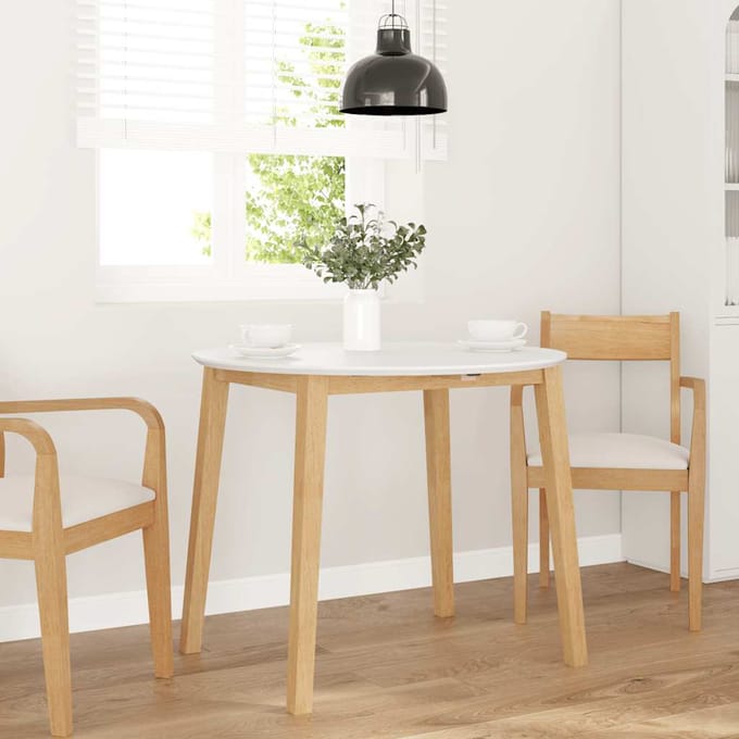 vidaXL - Eettafel - massief - hout - naturel - rubber