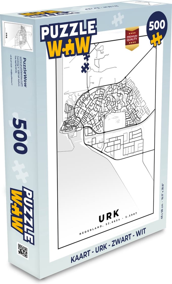Puzzel Kaart - Urk - Zwart - Wit - Legpuzzel - Puzzel 500 stukjes