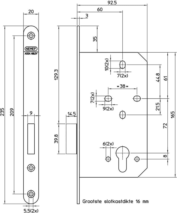 Insteek Kastslot Nemef 638/2 Kv 60 Mm Pc