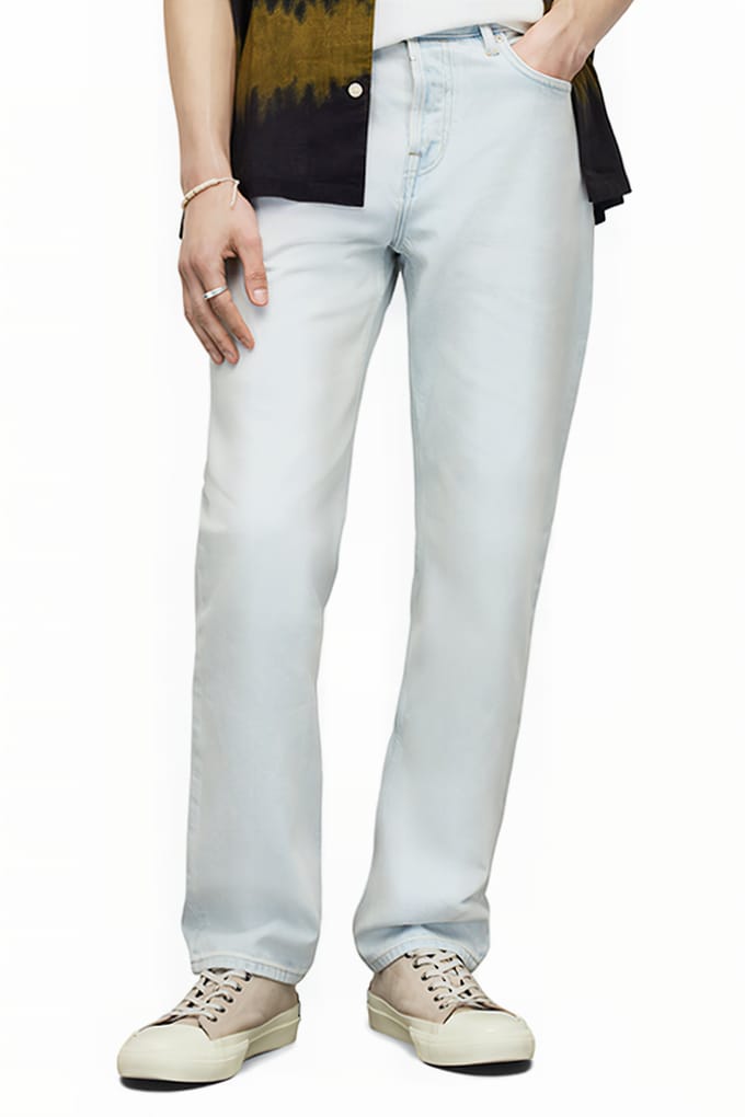 AllSaints Curtis Bleached Indigo Taglia: W38 | Jeans straight fit Outlet | Uomo | Blu