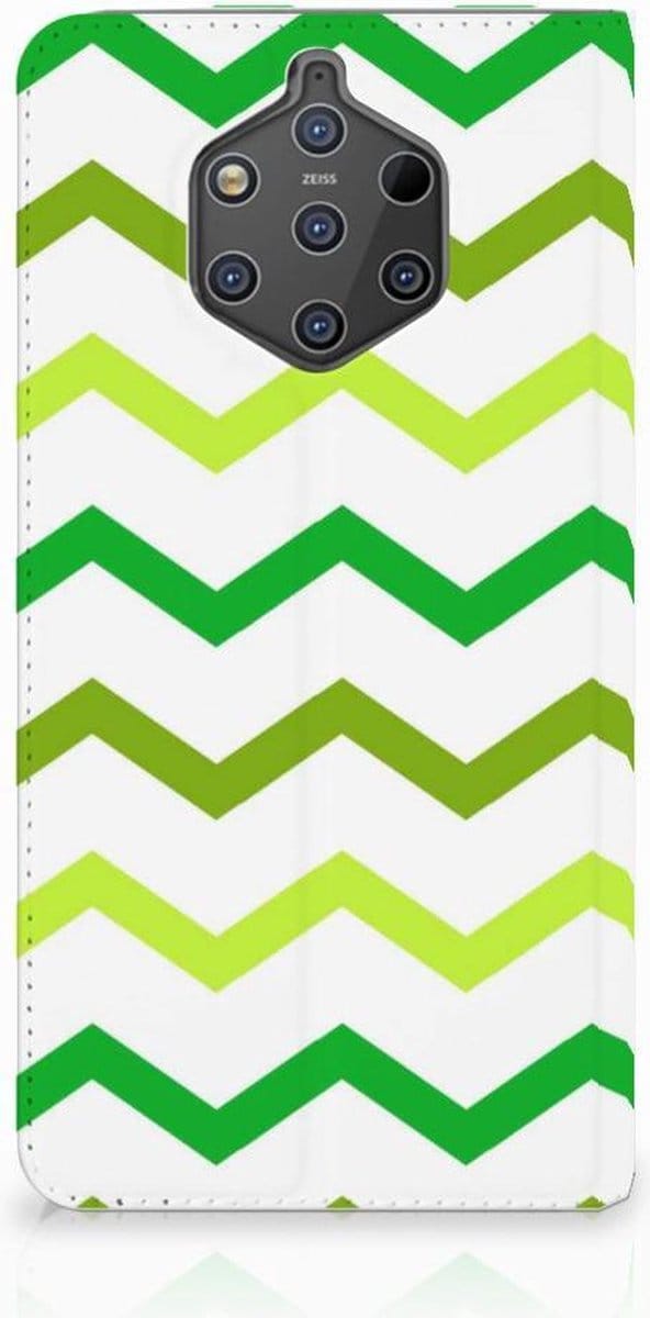 Nokia 9 PureView Hoesje met Magneet Zigzag Groen