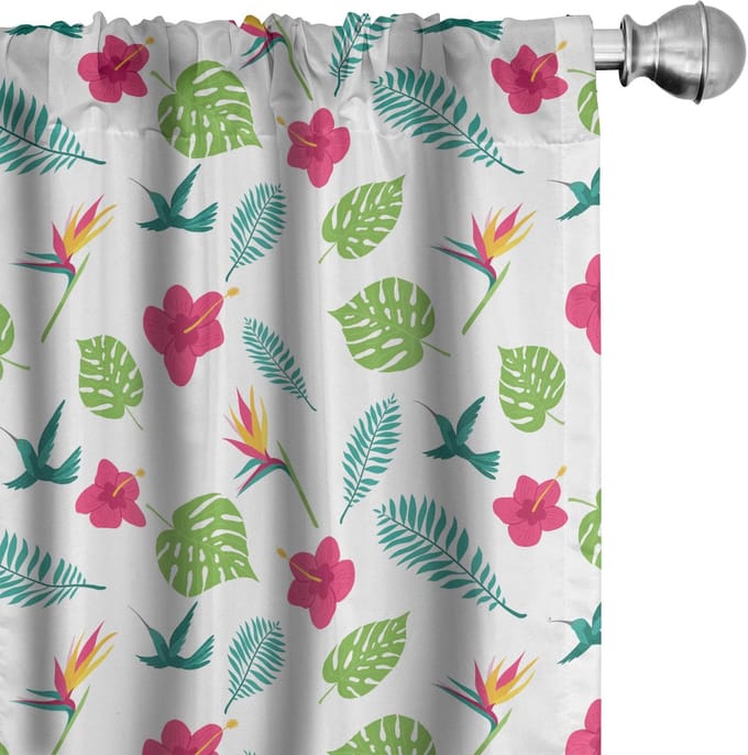 ABAKUHAUS Voorhangen – Floraal Monstera – 2x75x245 cm – Microvezel