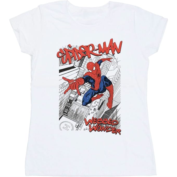 Marvel Dames/Dames Spider-Man Sketch City Katoenen T-Shirt (Wit)