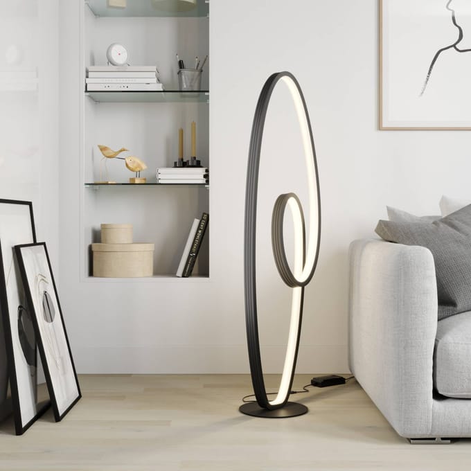 Lucande LED vloerlamp Bronwyn, 122cm, antraciet, aluminium
