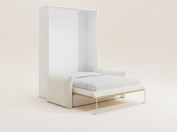 Vente-unique Bedkast hout natuurlijk licht, wit 140 x 200 cm
