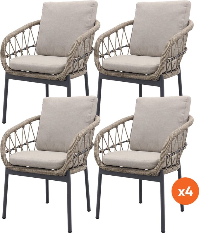 Set van 4 - Julia dining tuinstoel - Antraciet