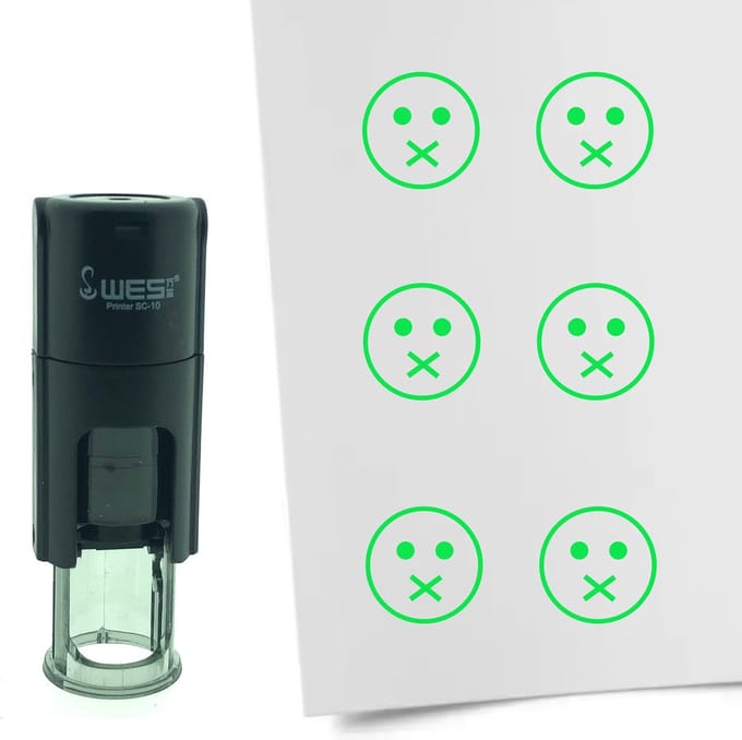 CombiCraft Stempel Smiley Mond Dicht 10mm rond - Groene inkt