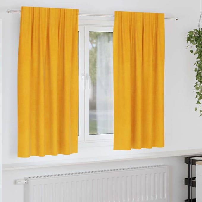 vidaXL - Gordijnen - 2 - st - Mosterdgeel - 140 - x - 175 - cm - fluweel