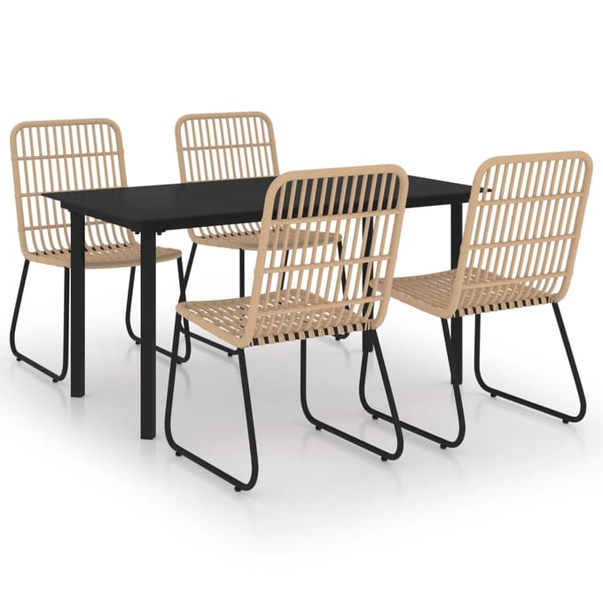 vidaXL - 5-delige - Tuinset - poly - rattan - en - glas