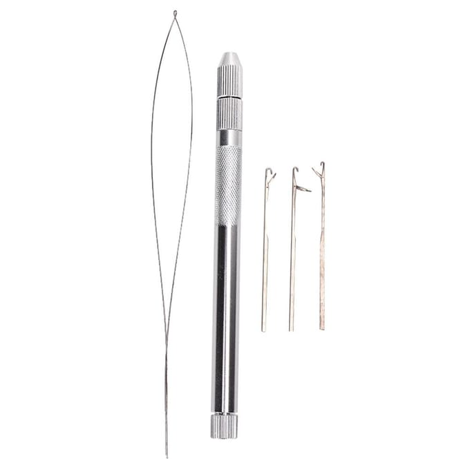 Aluminium Handvat Trekhaak Naald Micro Kralen Looper Inrijger voor Haarextensions white