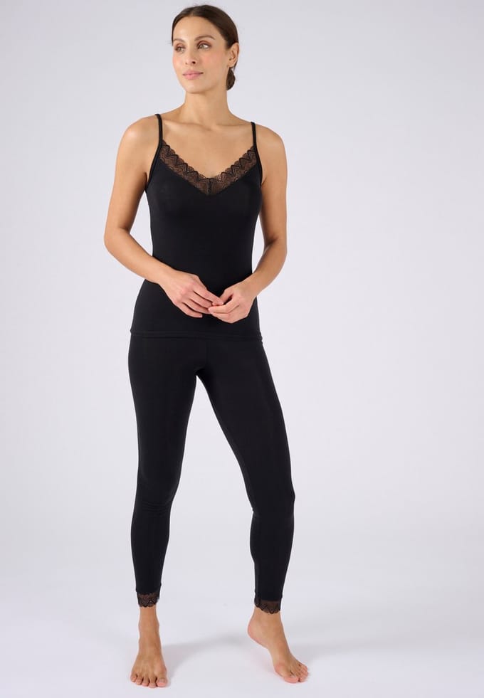 Damart - Thermolactyl Sensitive kanten hemdje - Dames - Zwart - 38-40 (S)