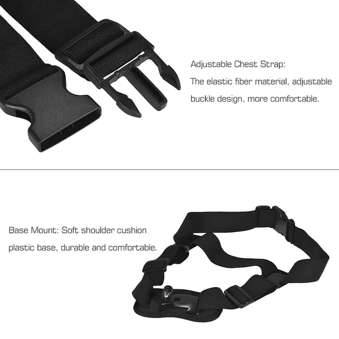 Support de poitrine à bandoulière simple réglable pour caméra d'action pour GoPro hero 7 6 5 4 SJCAM YI noir