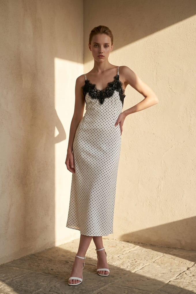 Dames Polkadot Chiffon Maxi Jurk