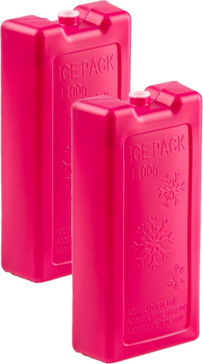 Plasticforte koelelementen - 8x stuks - 1100 ml - 22 x 11 x 5 cm - roze - kunststof