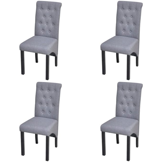vidaXL - Eetkamerstoelen - 4 - st - stof - lichtgrijs