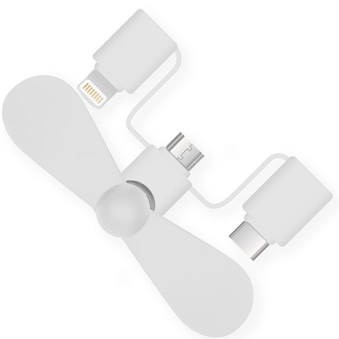 imoshion 3-in-1 smartphone ventilator geschikt voor Lightning, USB-C & Micro-USB - Wit