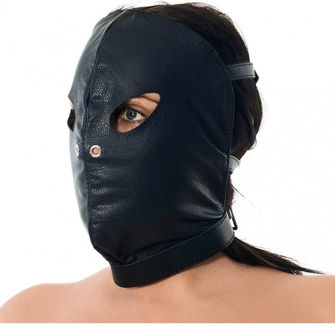 Bondage Play - leren gezichtsmasker - zwart