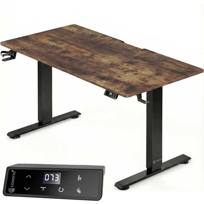 Casaria Zit sta bureau - Elektrisch Verstelbaar USB 120x60cm – Bruin