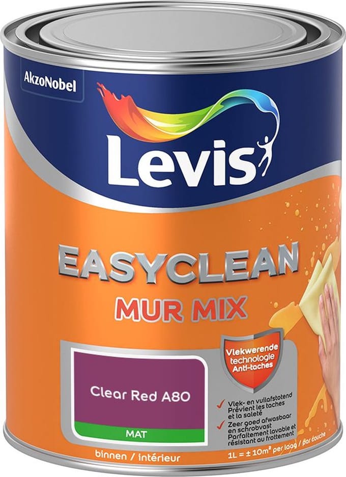 Levis - Easyclean Mur Mat Mix - Clear Red A80 - Mengverf - 1 L
