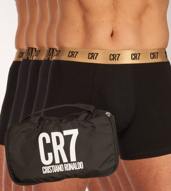 CR7 Heren Boxershorts Zwart Katoen/Microfiber Zwart/Goud 5-Pack - Maat M