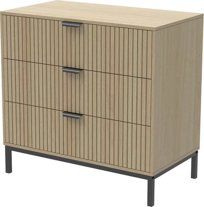 Vicco Lennox Ladekast – 72 x 69 cm met 3 laden Eiken