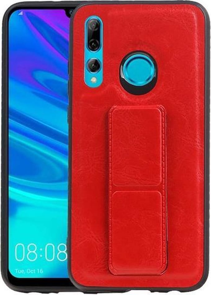 Grip Stand Hardcase Backcover voor Huawei P Smart Plus Rood