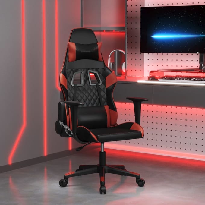 vidaXL - Gamestoel - kunstleer - zwart - en - wijnrood