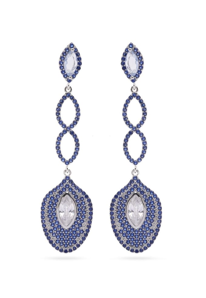 AVANT-GARDE PARIS Infinity Dangle Earrings - blauw 1.6cm x 6.6cm - 1 stuk - rhodium plated met post en back sluiting