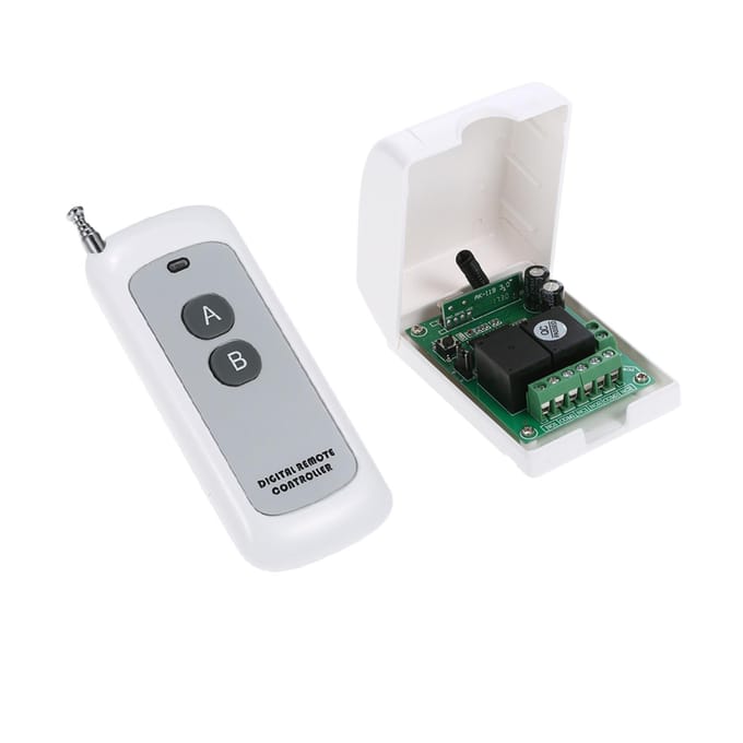 Draadloze afstandsbediening schakelaar relais ontvanger zender universeel afstandsbediening systeem en lange afstand 500M RF zender afstandsbedieningen Pack of 1 wit