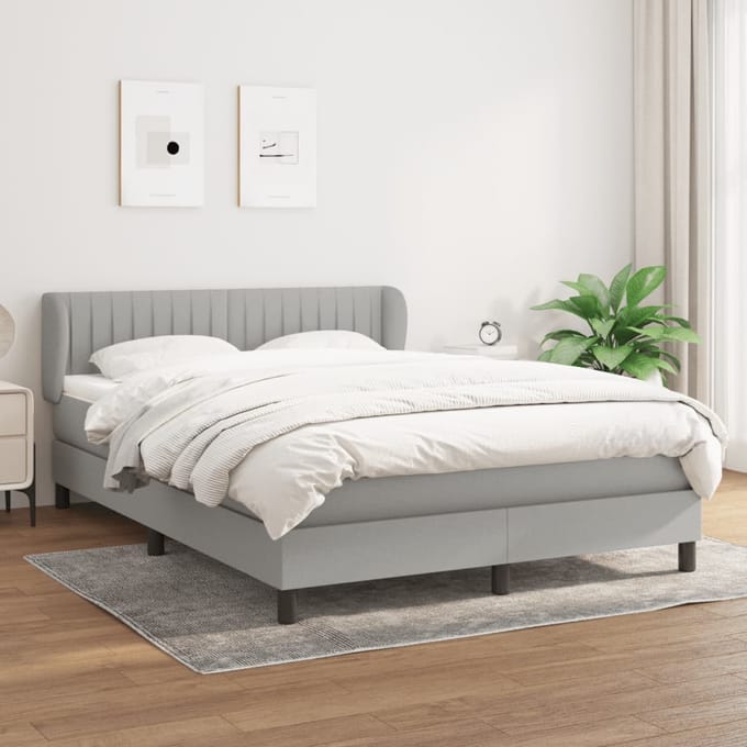vidaXL - Boxspring - met - matras - stof - lichtgrijs - 140x200 - cm