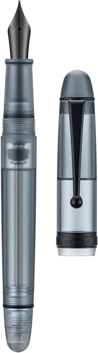 Vulpen met vacuüm navulling, medium nib, matte zwarte acryl, grote capaciteit, inclusief geschenkdoos en luxe uitstraling