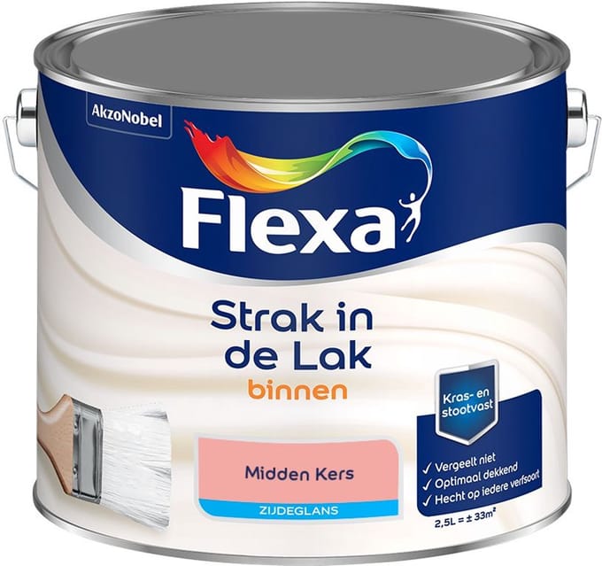 Flexa - Strak In De Lak Binnenlak Zijdeglans - Midden Kers - Mengverf - 2,5 L