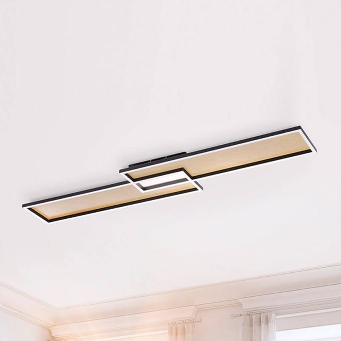 Paul Neuhaus LED plafondlamp Amara, twee rechthoeken, zwart